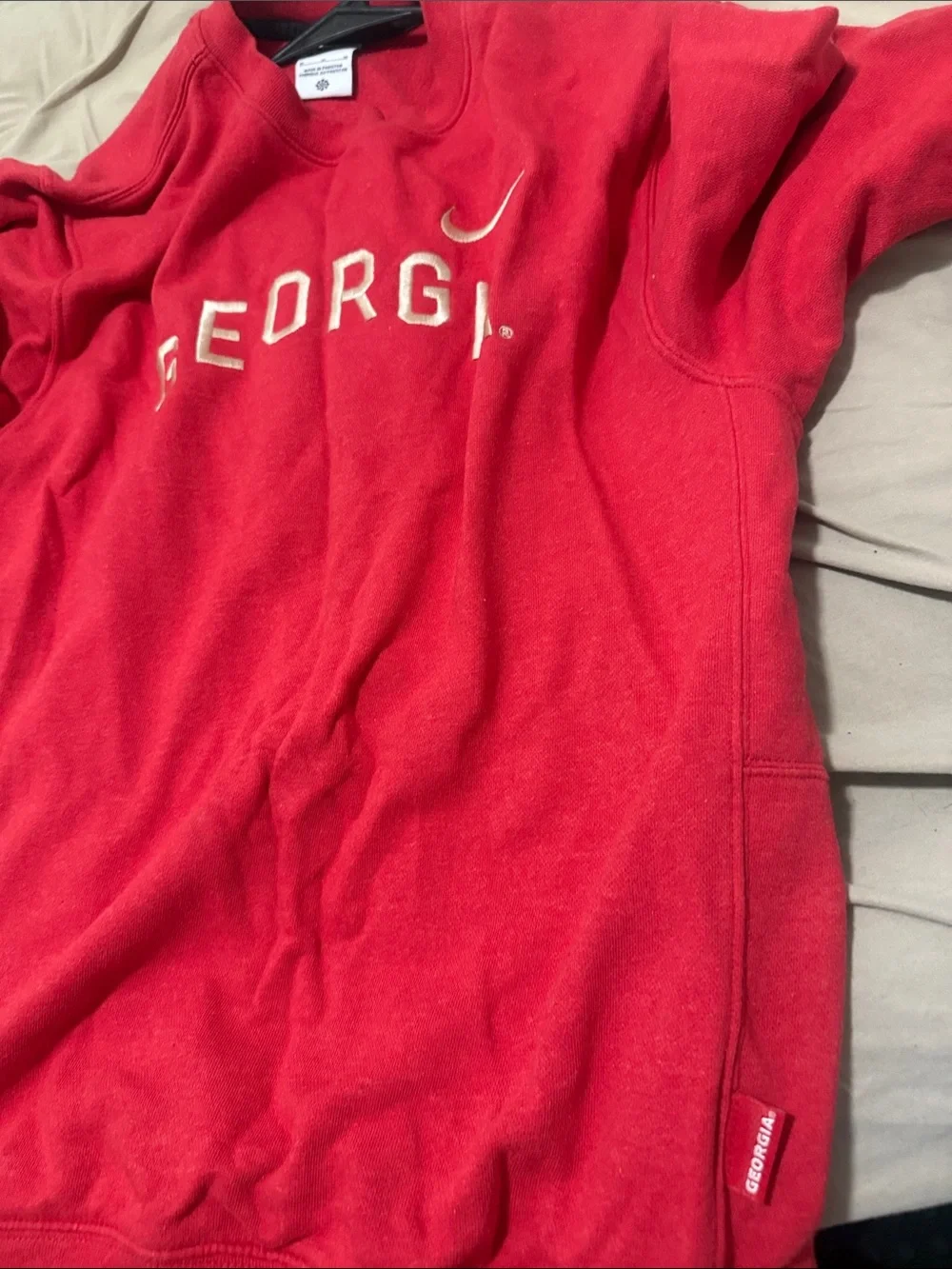 Nike Red Georgia Crewneck Sweatshirt with gold Script
